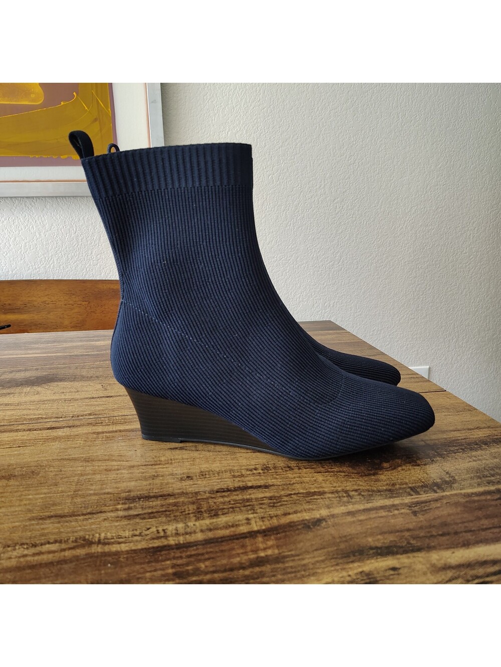 VIVAIA Margot Wedge Boots Blue Square Toe Water Repellent Sz 43 11